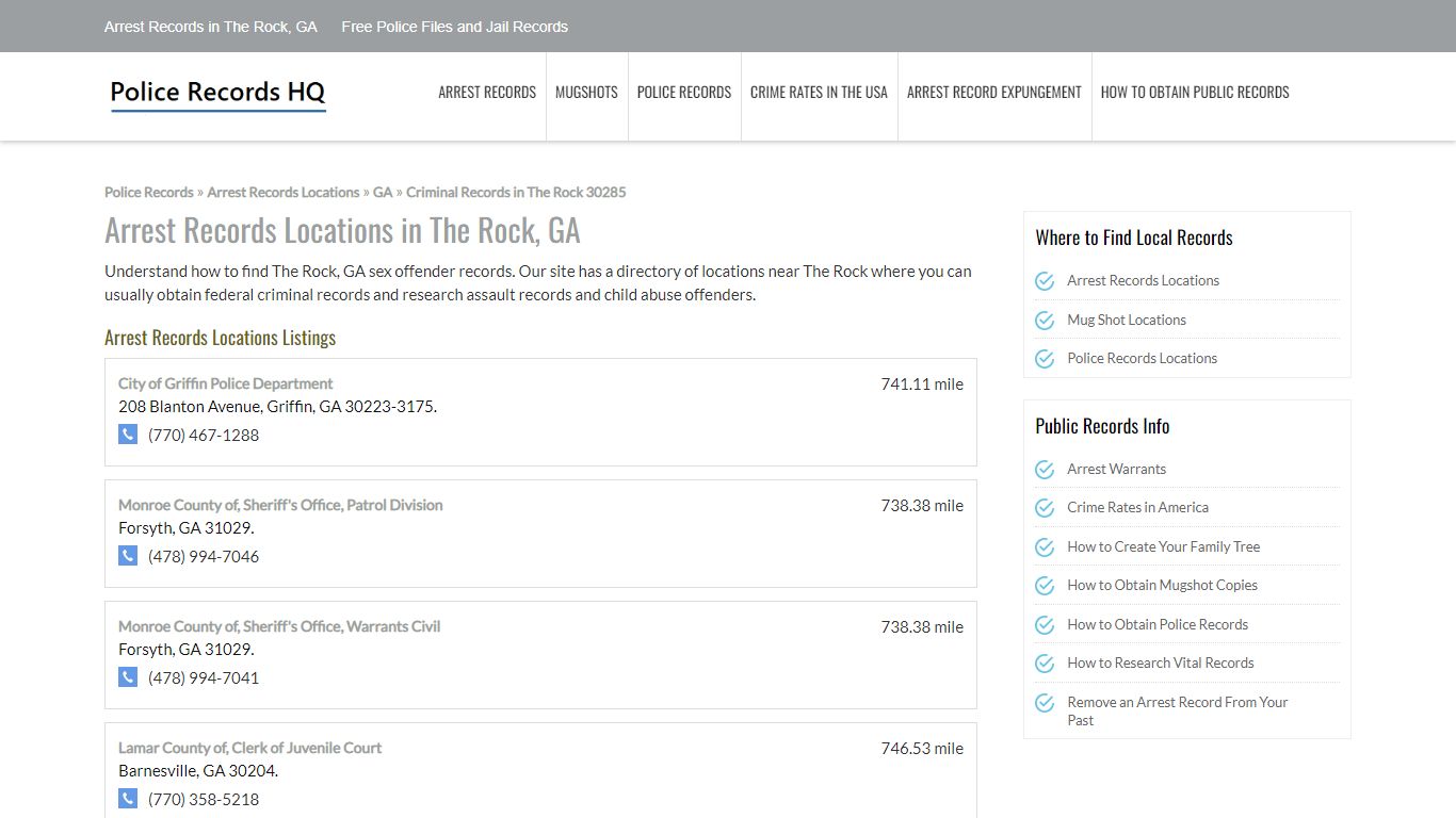 Arrest Records in The Rock, GA - Free Police Files and Jail Records